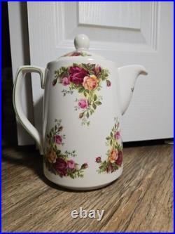 Large Old Country Roses Teapot or Coffee Pot Rare Green Trim Casual Collection Large Old Country Roses Teapot or Coffee Pot Rare Green Trim Casual Collection