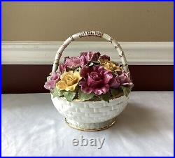 Large VTG Royal Albert Old Country Roses Flower Basket Music Box, Für Elise Large VTG Royal Albert Old Country Roses Flower Basket Music Box, Für Elise