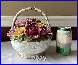 Large VTG Royal Albert Old Country Roses Flower Basket Music Box, Für Elise Large VTG Royal Albert Old Country Roses Flower Basket Music Box, Für Elise