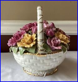 Large VTG Royal Albert Old Country Roses Flower Basket Music Box, Für Elise Large VTG Royal Albert Old Country Roses Flower Basket Music Box, Für Elise