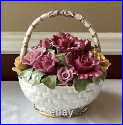 Large VTG Royal Albert Old Country Roses Flower Basket Music Box, Für Elise Large VTG Royal Albert Old Country Roses Flower Basket Music Box, Für Elise