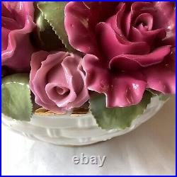 Large VTG Royal Albert Old Country Roses Flower Basket Music Box, Für Elise Large VTG Royal Albert Old Country Roses Flower Basket Music Box, Für Elise