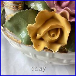 Large VTG Royal Albert Old Country Roses Flower Basket Music Box, Für Elise Large VTG Royal Albert Old Country Roses Flower Basket Music Box, Für Elise