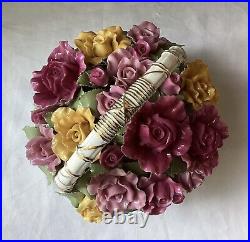 Large VTG Royal Albert Old Country Roses Flower Basket Music Box, Für Elise Large VTG Royal Albert Old Country Roses Flower Basket Music Box, Für Elise