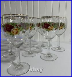 Lot Of 8 ROYAL ALBERT Old Country Roses All Purpose GOBLET Wine Glass Excellent