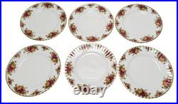 Lot of 6 Vintage Royal Albert Old Country Roses Bone China 10.5 Dinner Plates