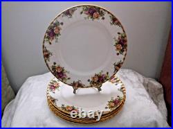 Lot of 6 Vintage Royal Albert Old Country Roses Bone China 10.5 Dinner Plates