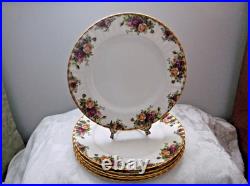 Lot of 6 Vintage Royal Albert Old Country Roses Bone China 10.5 Dinner Plates