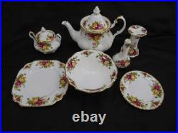 Lot of Royal Albert Old Country Roses 8-Piece Set Teapot Sugar Candle Holder
