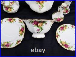Lot of Royal Albert Old Country Roses 8-Piece Set Teapot Sugar Candle Holder