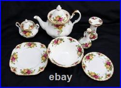 Lot of Royal Albert Old Country Roses 8-Piece Set Teapot Sugar Candle Holder Lot of Royal Albert Old Country Roses 8-Piece Set Teapot Sugar Candle Holder