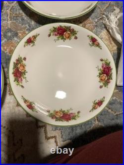 NEW 4 Royal Albert Old Country Roses HTF Green Trim 9 Pasta / Salad Bowls
