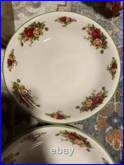 NEW 4 Royal Albert Old Country Roses HTF Green Trim 9 Pasta / Salad Bowls