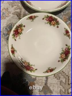 NEW 4 Royal Albert Old Country Roses HTF Green Trim 9 Pasta / Salad Bowls