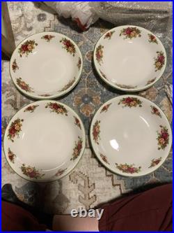 NEW 4 Royal Albert Old Country Roses HTF Green Trim 9 Pasta / Salad Bowls