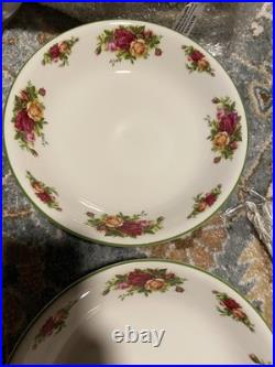 NEW 4 Royal Albert Old Country Roses HTF Green Trim 9 Pasta / Salad Bowls