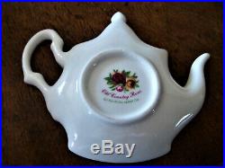 NEW 4 Vintage Royal Albert OLD COUNTRY ROSES TEA BAG HOLDERS -With Original Box