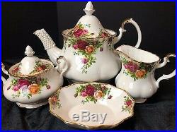 NEW 6 Pc Royal Albert Old Country Roses Teapot Creamer Sugar & Bowl Bone China