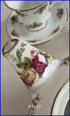 NEW &DISCONT, Royal Albert-Old Country Roses Ruby Tea Pot /Mommy & Me Cups-5 pcs
