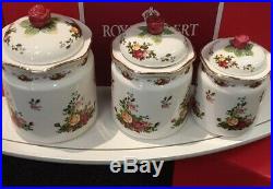 NEW Royal Albert OLD COUNTRY ROSES Canisters Set of 3 NEW IN BOX MSRP $200