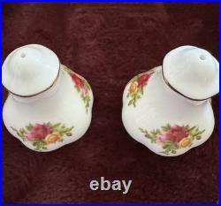 NEW Royal Albert Old Country Roses 3 Piece Tea Set & Salt And Pepper Shakers