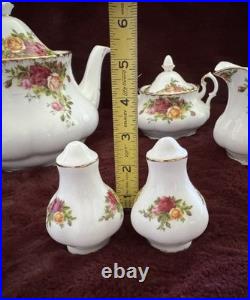 NEW Royal Albert Old Country Roses 3 Piece Tea Set & Salt And Pepper Shakers