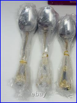 NEW Royal Albert Old Country Roses 65 Pcs Stainless Service For 12 Gold Trim