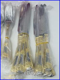 NEW Royal Albert Old Country Roses 65 Pcs Stainless Service For 12 Gold Trim