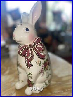NEW Royal Albert Old Country Roses Bunny Rabbit Large Figurine Green Bow 13 NIB