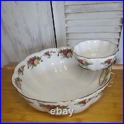 NEW withTags Royal Albert Old Country roses RARE Chip and Dip Bowls