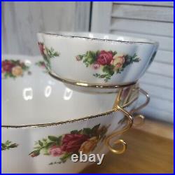 NEW withTags Royal Albert Old Country roses RARE Chip and Dip Bowls
