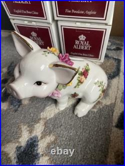 NIB Royal Albert Bone China England Old Country Roses Adorable Piggy Coin Bank