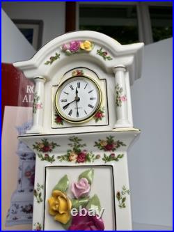 NIB Royal Albert Old Country Roses Grandfather Clock 15 1/2 TESTED & WORKS NIB Royal Albert Old Country Roses Grandfather Clock 15 1/2 TESTED & WORKS