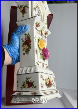 NIB Royal Albert Old Country Roses Grandfather Clock 15 1/2 TESTED & WORKS NIB Royal Albert Old Country Roses Grandfather Clock 15 1/2 TESTED & WORKS