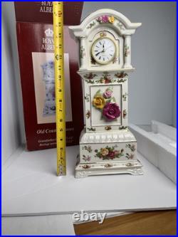 NIB Royal Albert Old Country Roses Grandfather Clock 15 1/2 TESTED & WORKS NIB Royal Albert Old Country Roses Grandfather Clock 15 1/2 TESTED & WORKS