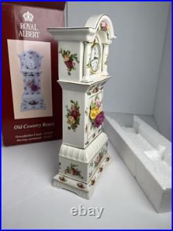 NIB Royal Albert Old Country Roses Grandfather Clock 15 1/2 TESTED & WORKS NIB Royal Albert Old Country Roses Grandfather Clock 15 1/2 TESTED & WORKS
