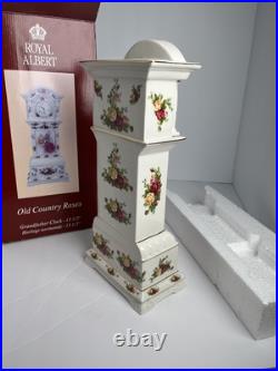 NIB Royal Albert Old Country Roses Grandfather Clock 15 1/2 TESTED & WORKS NIB Royal Albert Old Country Roses Grandfather Clock 15 1/2 TESTED & WORKS