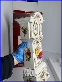 NIB Royal Albert Old Country Roses Grandfather Clock 15 1/2 TESTED & WORKS NIB Royal Albert Old Country Roses Grandfather Clock 15 1/2 TESTED & WORKS