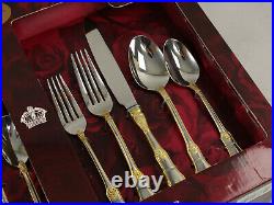 NOS New OOP Royal Albert Old Country Roses 65 Piece Silver Gold Flatware withChest