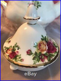 NWB Royal Albert Old Country Roses 3-Piece Teapot Creamer Sugar Set England 1904
