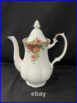Never Used, ROYAL ALBERT Old Country Roses Coffee Pot 10, 42 oz, England 1962