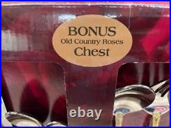 New 45 Pcs Royal Albert Old Country Roses 18/10 Stainless Flatware With Chest