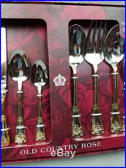 New Box Royal Albert Old Country Roses Rose Flatware Silverware 45 Pcs Service 8