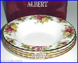 New Royal Albert Old Country Roses 8 Rim Soup Bowl 4 Piece Set NIB