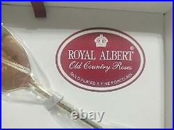 New Royal Albert Old Country Roses Dessert Fork cake server 7 set gold porcelain
