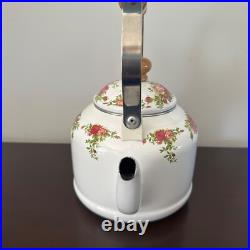 New Royal Albert Old Country Roses Enamel Stovetop Tea Kettle made in Taiwan