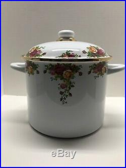 OLD COUNTRY ROSES Royal Albert Metal Enamel Covered Large Stock Pot Cookware