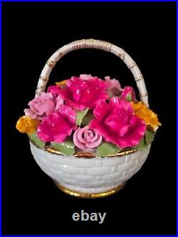 Old Country Roses Bouquet Basket Music Box Plays Fur EliseRoyal AlbertUK