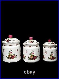 Old Country Roses Canister Set 3 Piece withLidsRoyal AlbertBone China