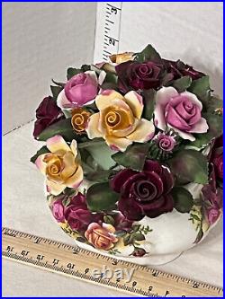 Old Country Roses Floral Centerpiece Collector Item SIGNED ENGLAND Excell Cond